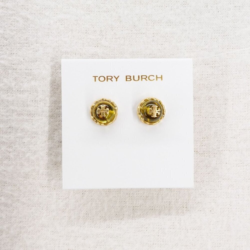 Tory Burch Roxanne Circle Stud Earrings Rolled Brass/Gold OS - Picture 12 of 12
